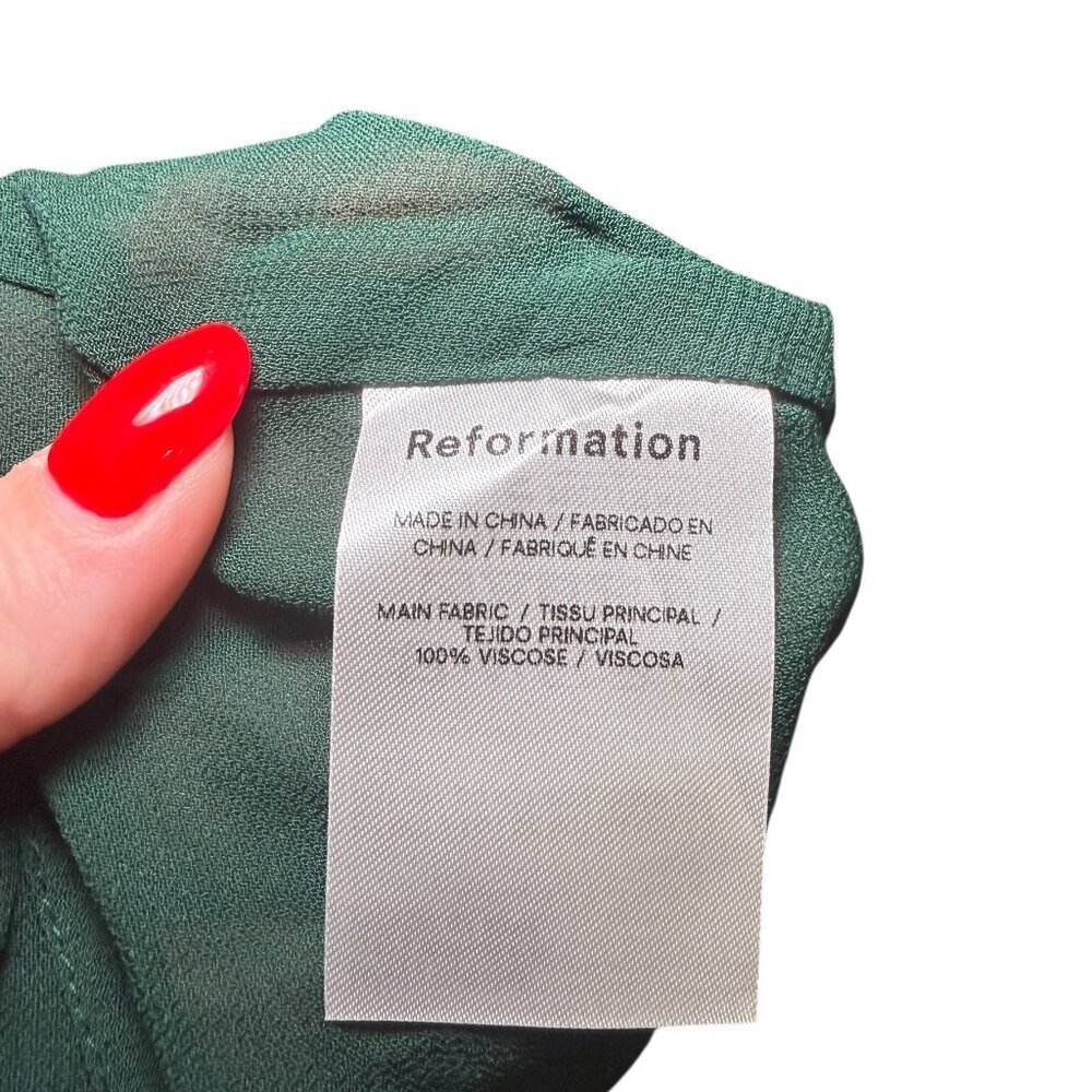 Reformation Brandi Floral Smocked Mini Dress Green 2X NWT - Picture 2 of 6